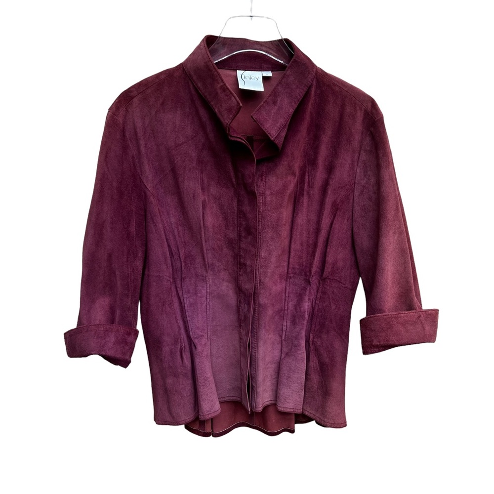 Finley Burgundy Suede 3/4 Sleeve Jacket Top size Medium